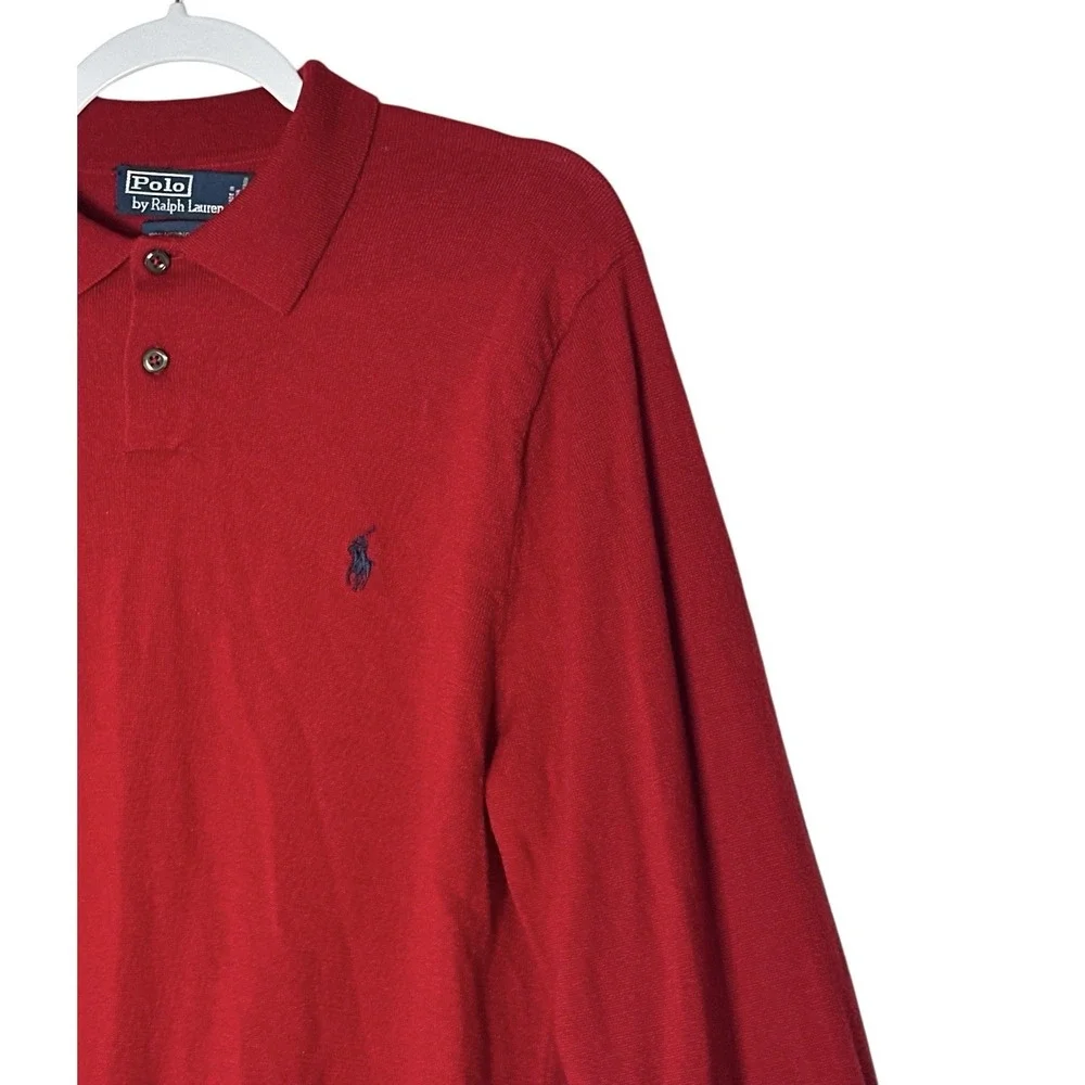 Polo Ralph Lauren Sweater Large 100% Merino Wool Knit Polo Oxford Gentlemen‎